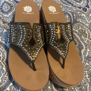 Yellow Box Bling Platform Flip Flops